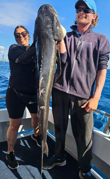 Bobia caught by a beginner on a fishing charter