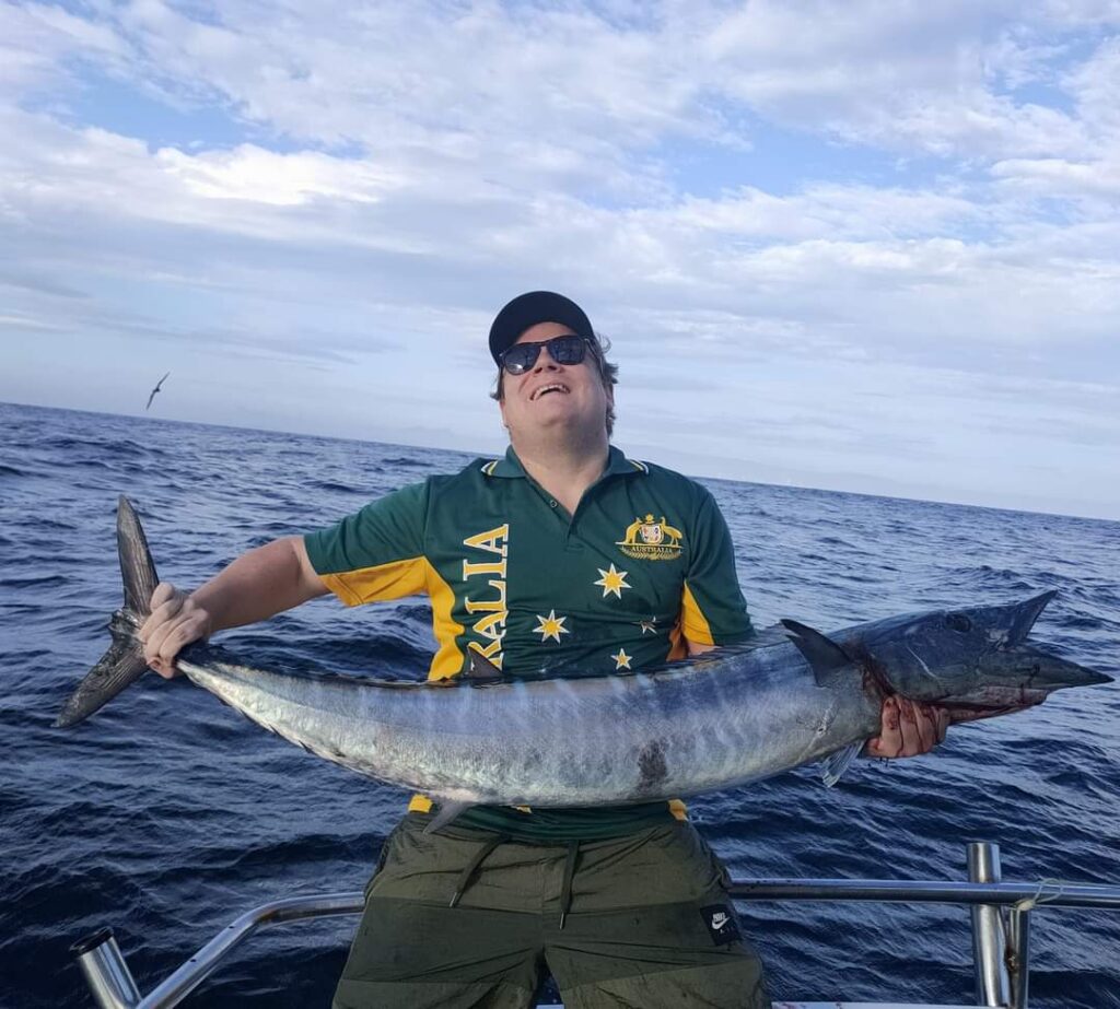 wahoo caught on board a true blue fishing charters